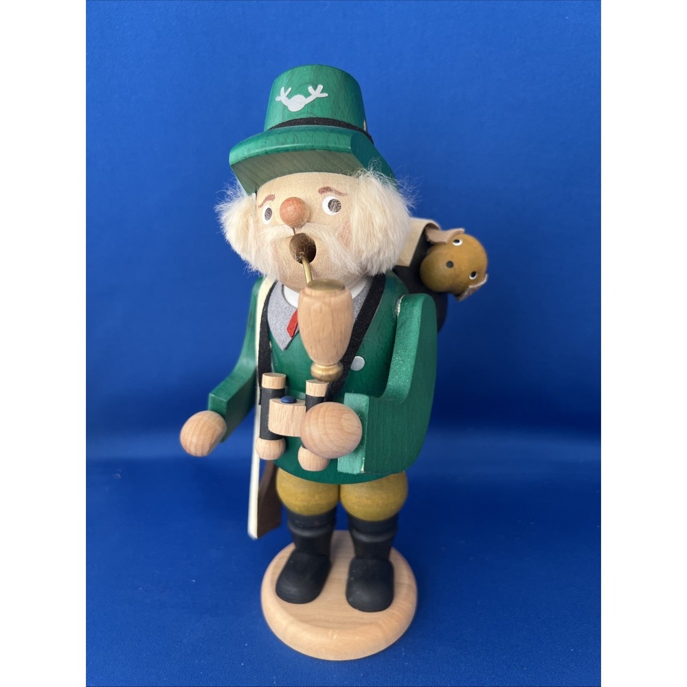 Straco Stracoland Handpainted Hunter Smoker Dog Binocular Gun Wooden Germany 8"